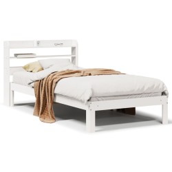 Cadre de lit avec tête de lit sans matelas blanc 90x190 cm 