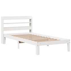 Cadre de lit avec tête de lit sans matelas blanc 90x190 cm 