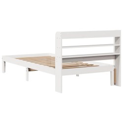 Cadre de lit avec tête de lit sans matelas blanc 90x190 cm 