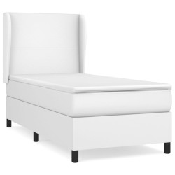 Sommier à lattes de lit avec matelas Blanc 90x190 cm Similicuir 