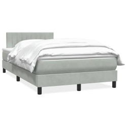 Sommier à lattes de lit et matelas gris clair 120x220cm velours 