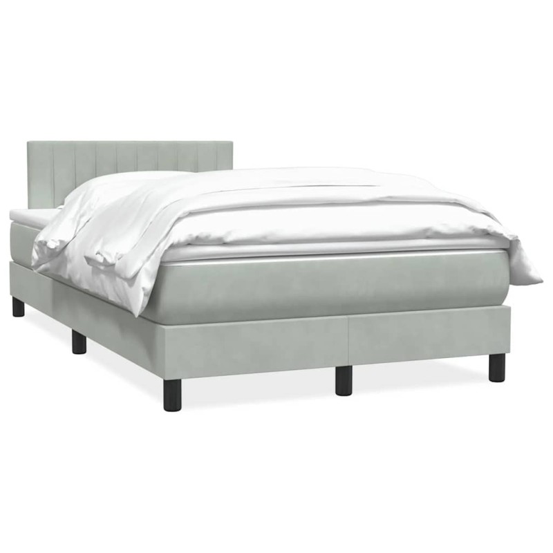 Sommier à lattes de lit et matelas gris clair 120x220cm velours 