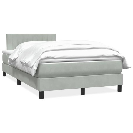 Sommier à lattes de lit et matelas gris clair 120x220cm velours 