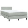 Sommier à lattes de lit et matelas gris clair 120x220cm velours 