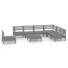 Salon de jardin 8 pcs Bois de pin massif Gris 