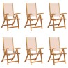 Chaises pliables de jardin lot de 6 bois d'acacia et textilène 