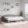 Lit de jour avec gigogne et matelas taupe 80x200 cm tissu 