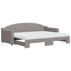 Lit de jour avec gigogne et matelas taupe 80x200 cm tissu 