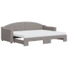 Lit de jour avec gigogne et matelas taupe 80x200 cm tissu 