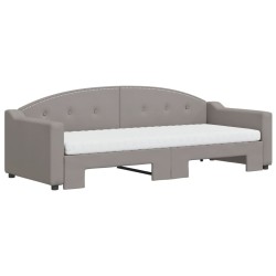 Lit de jour avec gigogne et matelas taupe 80x200 cm tissu 