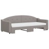 Lit de jour avec gigogne et matelas taupe 80x200 cm tissu 