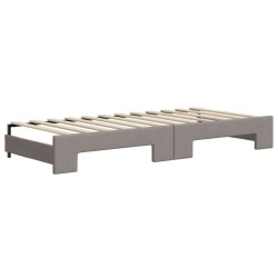 Lit de jour avec gigogne et matelas taupe 80x200 cm tissu 