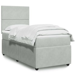 Sommier à lattes de lit et matelas Gris clair 100x200cm Velours 