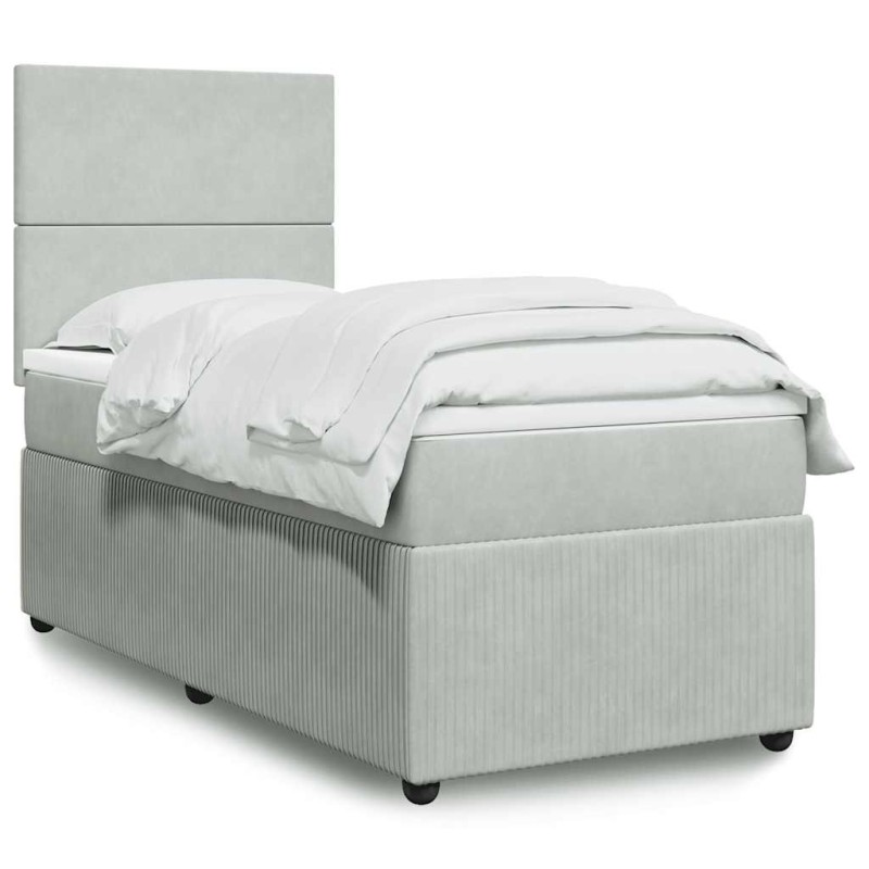 Sommier à lattes de lit et matelas Gris clair 100x200cm Velours 