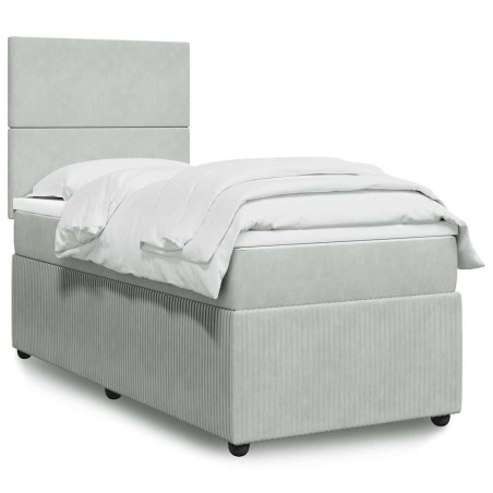Sommier à lattes de lit et matelas Gris clair 100x200cm Velours 