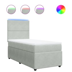 Sommier à lattes de lit et matelas Gris clair 100x200cm Velours 