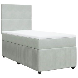 Sommier à lattes de lit et matelas Gris clair 100x200cm Velours 