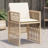 Chaises de jardin avec coussins lot de 4 beige résine tressée 