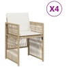 Chaises de jardin avec coussins lot de 4 beige résine tressée 