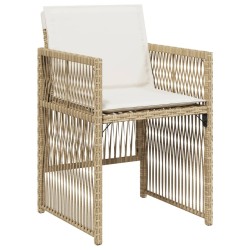Chaises de jardin avec coussins lot de 4 beige résine tressée 