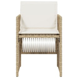 Chaises de jardin avec coussins lot de 4 beige résine tressée 