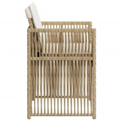 Chaises de jardin avec coussins lot de 4 beige résine tressée 