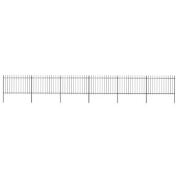 Clôture de jardin avec dessus en lance Acier 10,2 x 1,2 m Noir 