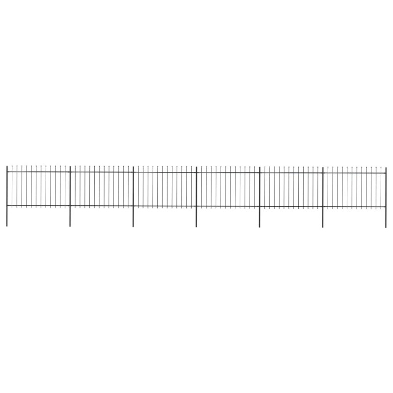 Clôture de jardin avec dessus en lance Acier 10,2 x 1,2 m Noir 