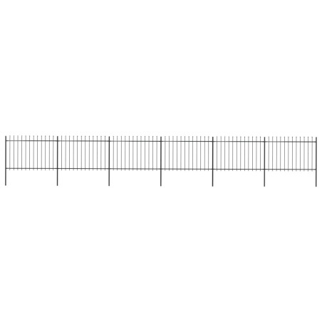 Clôture de jardin avec dessus en lance Acier 10,2 x 1,2 m Noir 