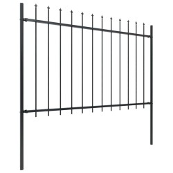 Clôture de jardin avec dessus en lance Acier 10,2 x 1,2 m Noir 