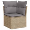 Salon de jardin avec coussins 6 pcs beige résine tressée 