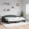 Lit de jour avec gigogne et matelas gris foncé 80x200 cm tissu 