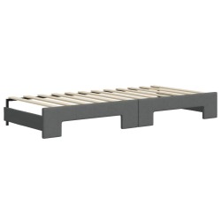Lit de jour avec gigogne et matelas gris foncé 80x200 cm tissu 