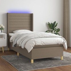 Sommier à lattes de lit matelas et LED Taupe 80x200cm Tissu 