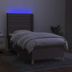 Sommier à lattes de lit matelas et LED Taupe 80x200cm Tissu 