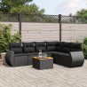 Salon de jardin 7 pcs avec coussins noir résine tressée 