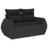 Salon de jardin 7 pcs avec coussins noir résine tressée 