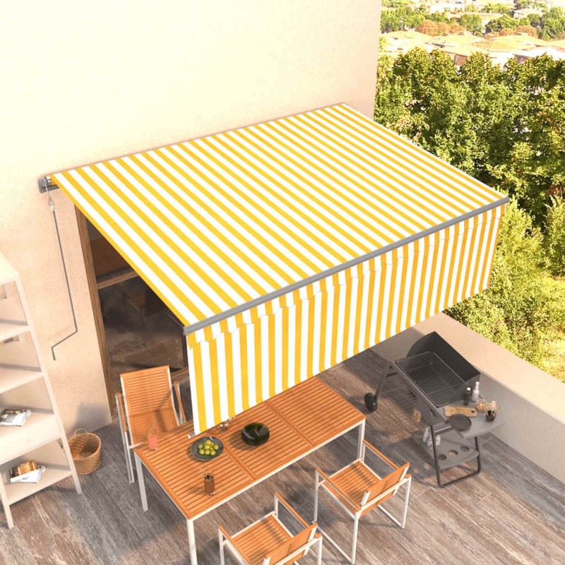 Auvent automatique rétractable avec store 4x3 m Jaune et blanc   