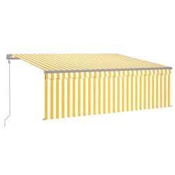 Auvent automatique rétractable avec store 4x3 m Jaune et blanc   