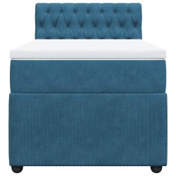 Sommier à lattes de lit avec matelas bleu 90x200 cm velours 