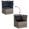 Salon de jardin 5 pcs avec coussins gris résine tressée acacia 