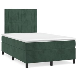 Sommier à lattes de lit avec matelas vert foncé 120x190 cm 