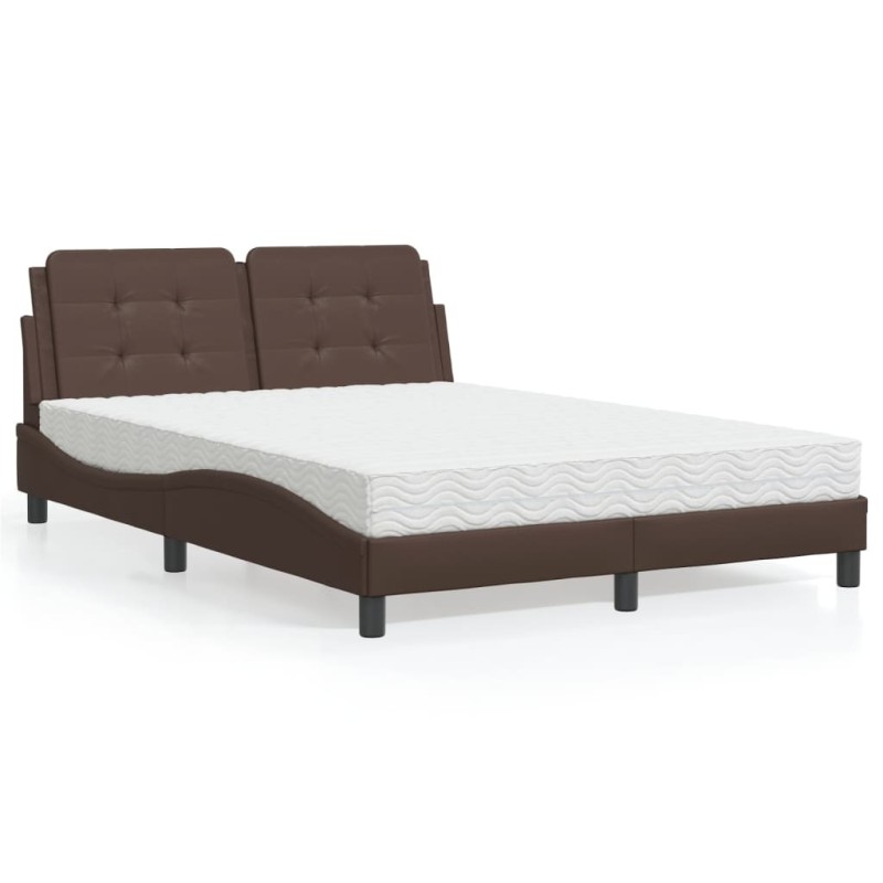 Lit avec matelas marron 140x190 cm similicuir 