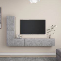 Ensemble de meubles TV 4 pcs Gris béton Bois d'ingénierie 