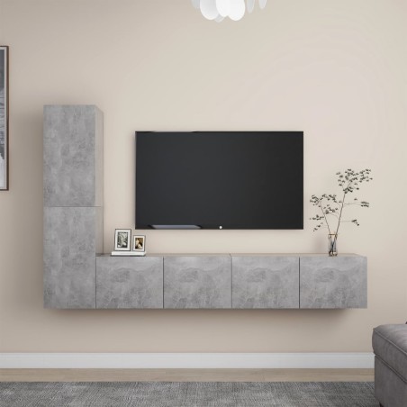 Ensemble de meubles TV 4 pcs Gris béton Bois d'ingénierie 
