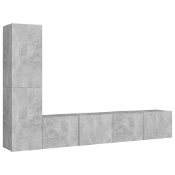 Ensemble de meubles TV 4 pcs Gris béton Bois d'ingénierie 
