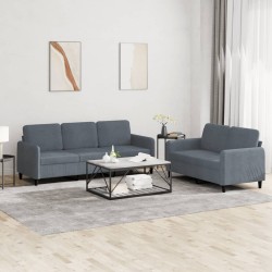 Ensemble de canapés 2 pcs gris foncé velours 