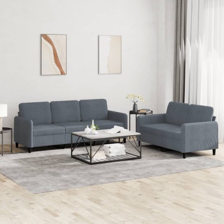 Ensemble de canapés 2 pcs gris foncé velours 