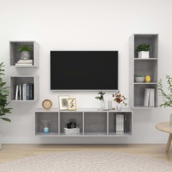 Ensemble de meuble TV 4 pcs Gris béton Bois d'ingénierie 