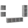 Ensemble de meuble TV 4 pcs Gris béton Bois d'ingénierie 